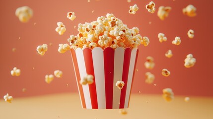 Popcorn explosion a whimsical snack scene in a fun environment captured from above