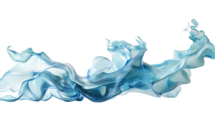 Abstract flowing blue fabric, white isolated background, designed for creative projects and visual effects.