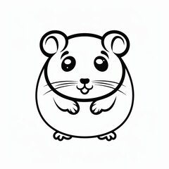 Fototapeta premium Cute Hamster Vector Logo in Black and White Outline Format