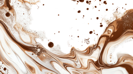 Abstract fluid art composition featuring swirls of brown and cream colors on a white background, perfect for creative design projects.