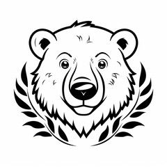 Cute Polar Bear Vector Logo Design in Black and White