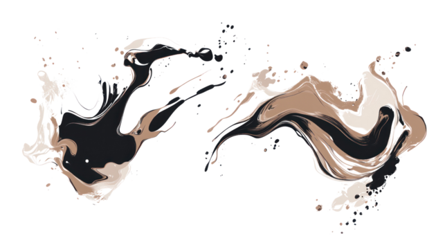 Abstract fluid shapes in earthy tones, ideal for backgrounds or design elements, on a transparent background.