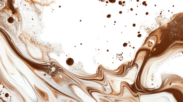 Abstract fluid art composition featuring swirls of brown and cream colors on a white background, perfect for creative design projects.
