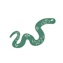 Green snake Chinese New Years symbol. Cny zodiac snake lunar 2025 isolated on white background. Vector hand drawn flat illustration