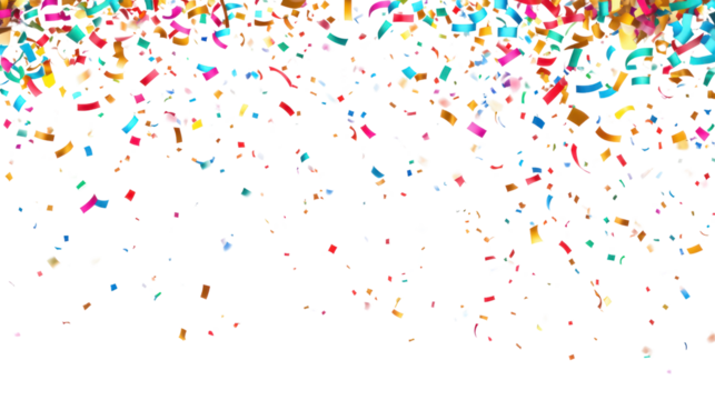 An array of vibrant colored shapes and patterns, creating an energetic abstract design against a dark background.
