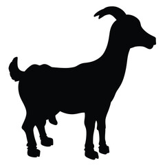 Cute cartoon hand drawn vector goat icon silhouette.