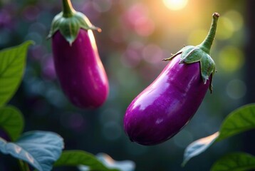Floating Purple Eggplants - Stunning Visuals