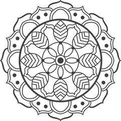 Hand drawn mandala design. Easy mandala Outline.  Vector mandala design. Mandala design for coloring