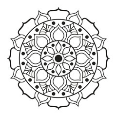 Hand drawn mandala design. Easy mandala Outline.  Vector mandala design. Mandala design for coloring 