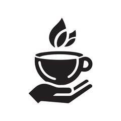 Coffee shop logo. Retro badge coffee bean and leaf branch with mountain natural icon line stamp logo vector design in vintage hipster modern style, premium coffee shop bar brand symbol icon