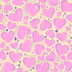 Romantic Hearts Floral Vector Pattern