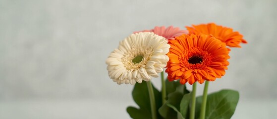 Vibrant Gerbera Daisies Bouquet  Spring Flowers  Floral Arrangement  Closeup