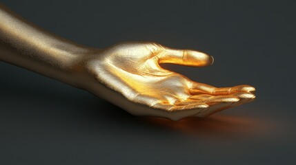 A minimalist composition of gold-adorned hands with soft shadows, designed for brand promotion or luxury advertisements.