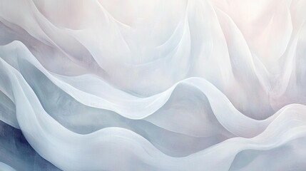 Obraz premium A soft and delicate white satin fabric texture with subtle silver highlights, creating a flowing and natural abstract design