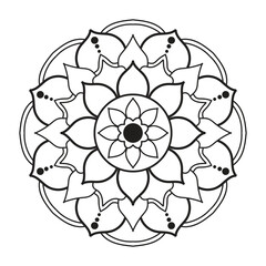 Hand drawn mandala design. Easy mandala Outline.  Vector mandala design. Mandala design for coloring 