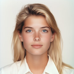 Fototapeta premium Passport photo Young white woman blonde hair