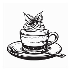 Cup of hot coffee latte image vector isolated on white background.