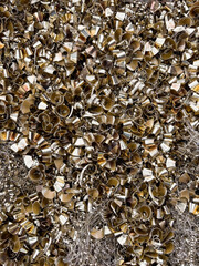 Brass turnings a waste product from a factory to be recycled