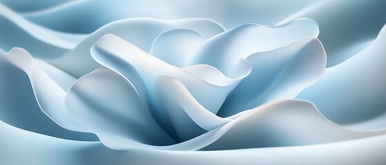Fototapeta premium Abstract Blue Flower, Soft Waves, Light Background, Design