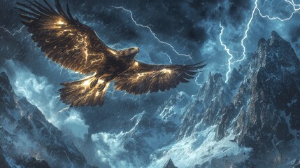 Obraz premium Storm Raptor in Thunderous Skies