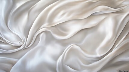 Obraz premium Abstract white and silver satin texture with natural folds and a soft blur pattern, exuding luxury and grace