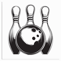 Bowling Tournament Logo Illustration with Striking Ball and Pins in Creative Vector Design