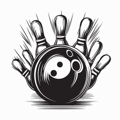 Modern Bowling Championship Logo with Iconic Ball and Pins Vector Design