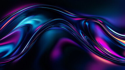 Abstrakte, farbenfrohe Wellen auf schwarzem Hintergrund, leuchtende Pink-, Blau- und Violettt&ouml;ne, dynamisch, modern, k&uuml;nstlerisch