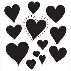black vector silhouette of a hearts silhouette