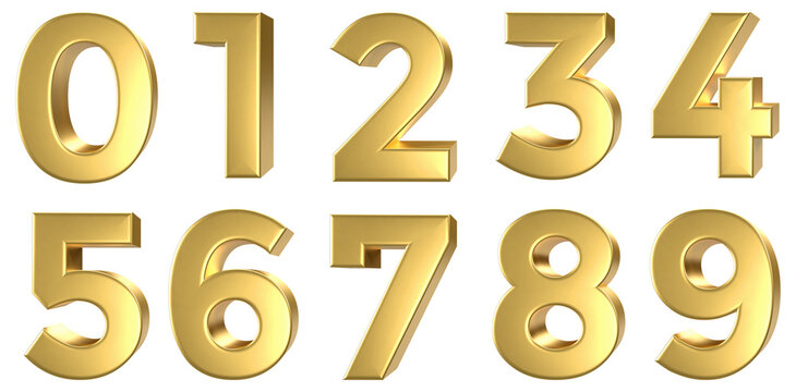Luxury Gold 3D Number Set 0-9 - Isolated High Resolution PNG