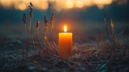 Soft Candlelight Glow in Minimalist Meditation Setting at Dusk