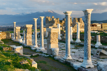 Greek Roman city of Laodicea aka Laodikeia on the Lycos. Main street the Syrian Road at eastern...