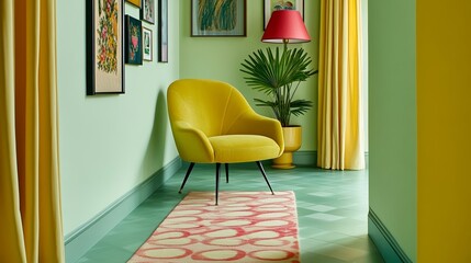 A vintage inspired hallway with intricate patterned wallpaper a gallery of ornate picture frames and a Persian runner carpet rare Vintage maximalism artistic passage 