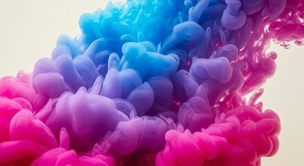 Fototapeta premium Vivid Ink Swirls in Water Creating a Stunning Abstract Design with Pink and Blue Hues