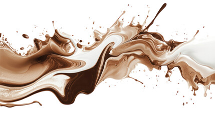 Obraz premium Dynamic fluid abstract design with swirling chocolate and cream colors, perfect for artistic backgrounds and modern visual projects.