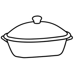  casserole dish line art vector illustration 