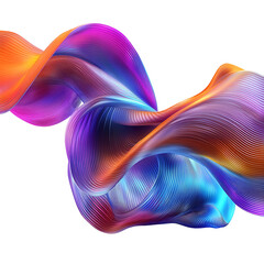 abstract orange with silver wave fluid holographic Iridescent 3d render icon isolated on transparent background cutout