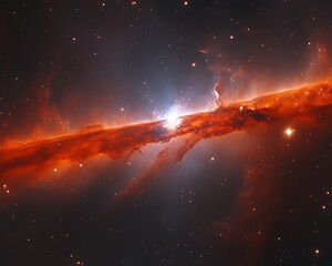 Cosmic Nebula with Bright Star.