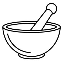  mortar and pestle line art vector illustration 