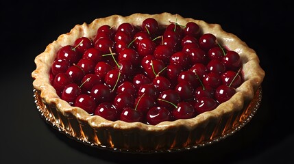 Fresh Cherry Pie with Golden Crust and Glaze Perfect for Summer Desserts and Celebrations