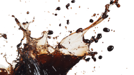 Dynamic splash of dark liquid capturing motion and energy, perfect for beverage advertisements or creative projects.
