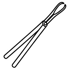 tongs line art vector illustration 