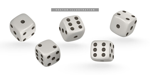 Realistic 3d dice from different sides. Casino game concept. Vector illustration