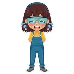 Maintenance technician crying, symbolizing the humanity and vulnerability, highlighting the emotional stress and mental burden they face in their daily work. Handy woman focused on maintenance