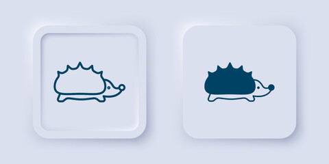 Filled and outline Hedgehog icon isolated on grey background. Animal symbol. Square button. Vector
