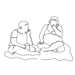 One continuous single drawing line art flat doodle fat woman, fat man, beach, overweight, tan, rest. Isolated image hand draw contour on a white background, hand drawn, not AI