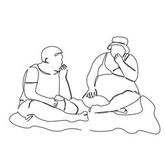 One continuous single drawing line art flat doodle fat woman, fat man, beach, overweight, tan, rest. Isolated image hand draw contour on a white background, hand drawn, not AI
