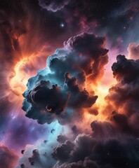 Fototapeta premium An image of a distant nebula with its intricate structure and colorful gas clouds, interstellar medium, astronomical objects, deep space.