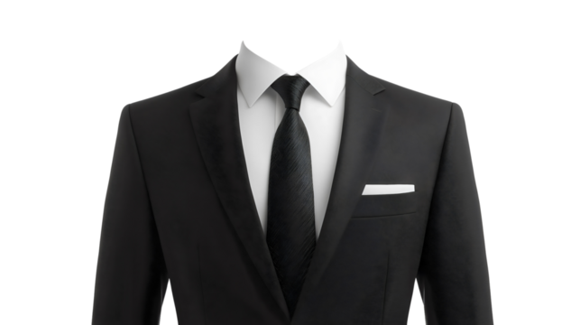 Elegant Men's Business Attire in Classic Black Suit with Tailored Design