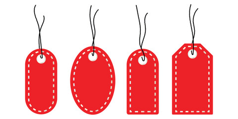 Price tag icons set. Flat and line art style. 